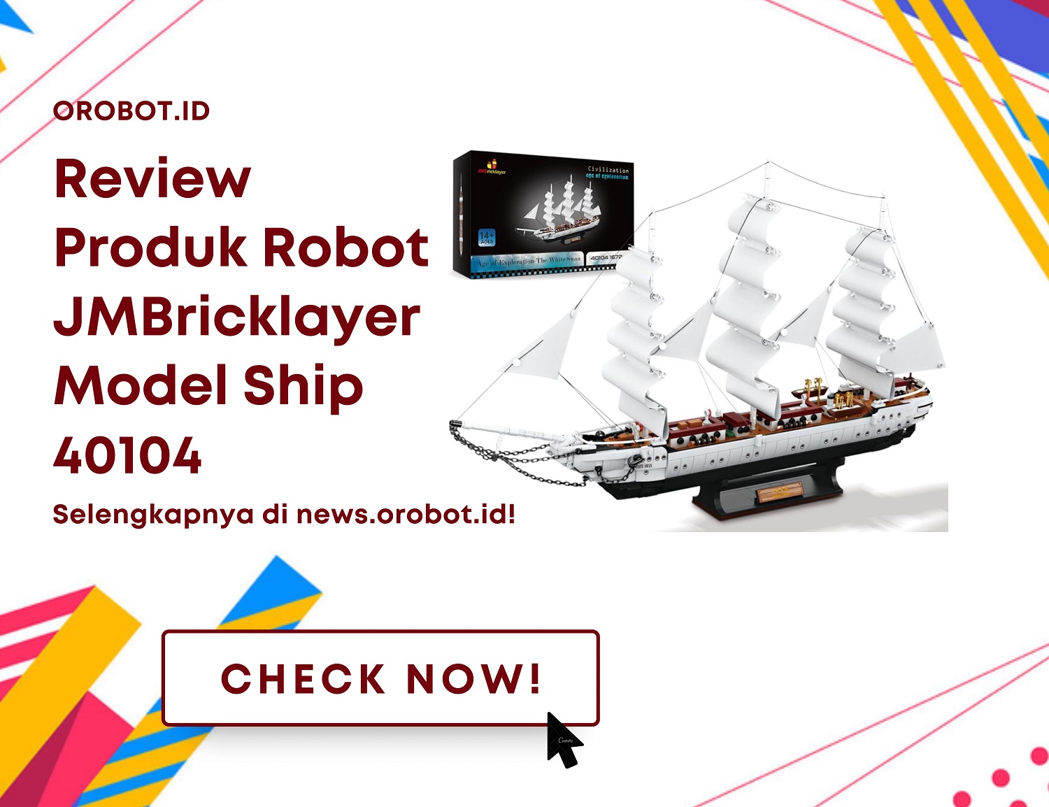 Review JMBricklayer Model Ship 40104 - Miniatur Kapal Layar Yang Elegan dan Rangkai Blok Mainan Penuh Keceriaan
