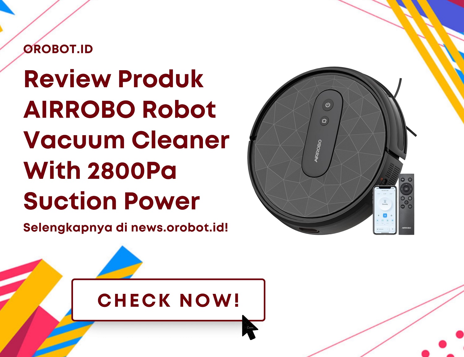 AIRROBO Robot Vacuum Cleaner With 2800Pa Suction Power