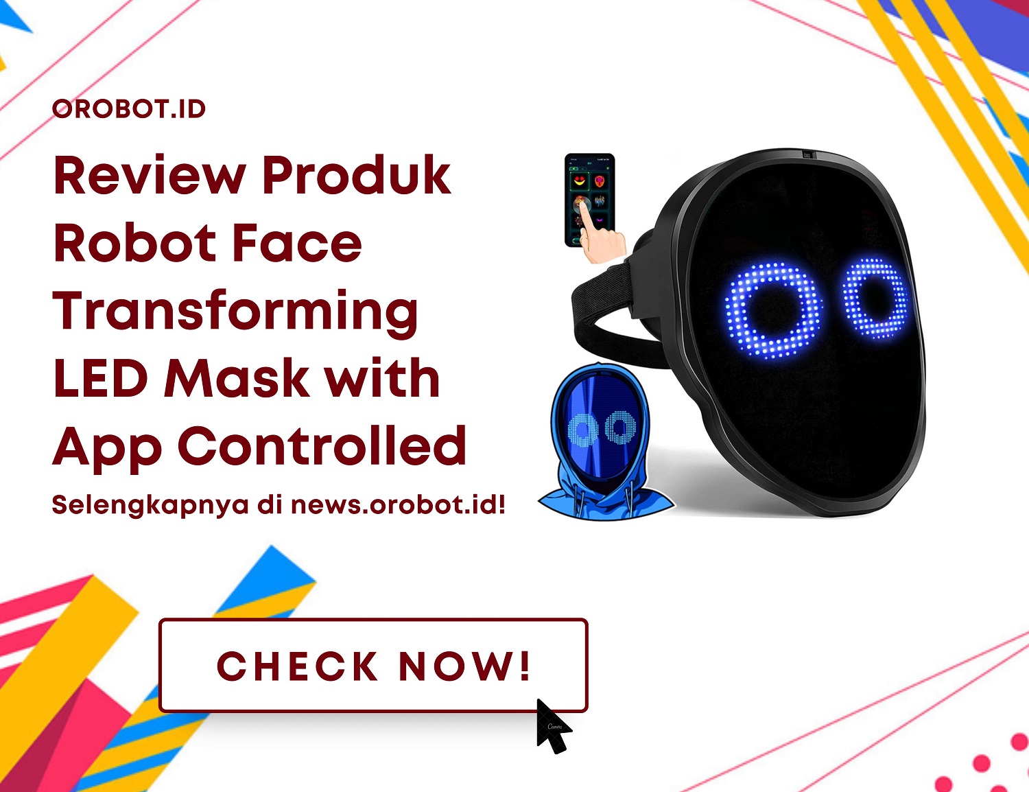 Robot Face Transforming LED Mask with App Controlled